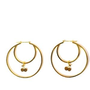 18k gold plated cherry double hoop earrings